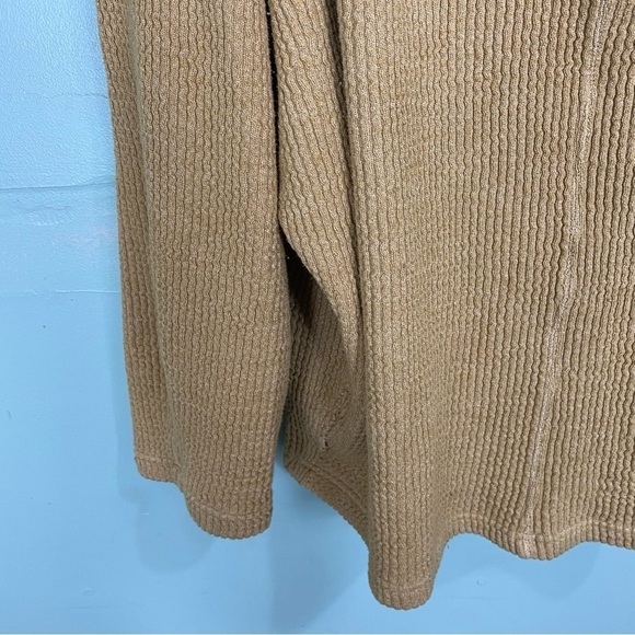 Free People Coraline Thermal Top Tan Slouchy Oversized V‎ Neck Sz L - Picture 4 of 11